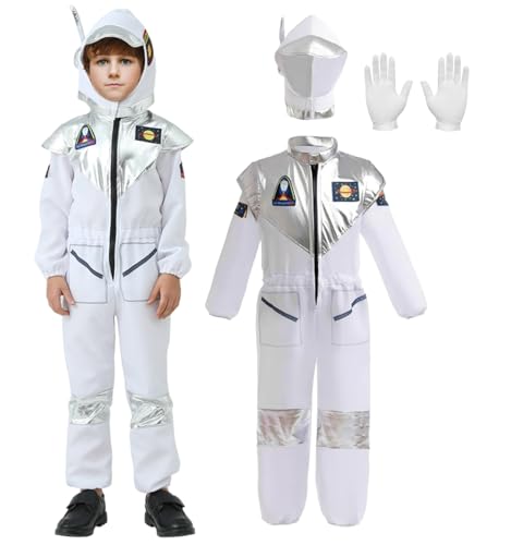 Raveparty Astronaut Kostüm Kinder,Space Weltall Kostüm Kinder mit Helm, Karneval Kostüm Kinder, Geburtstag Kostüm, Kinder Geburtstag Kostüm, Karneval Kostüm-Outfits (Style A, 130) von Raveparty