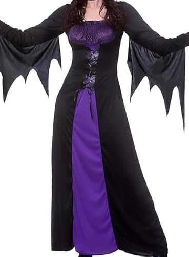 Raveparty Hexenkostüm für Damen, Hexenkostüm, Hexenkleid, Damen-Hexen-Outfits für Halloween-Party (Lila, XL) von Raveparty