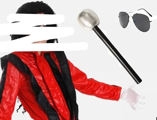 Raveparty Kinder-Kostüm für Jungen und Mädchen, Sängerin, Tänzerin, Popstar mit Sonnenbrille, Handschuhen, Mikrofon, Disco-Kleidung für Kinder, Rot, Größe M Raveparty Kinder-Kostüm für Jungen und Mädchen, Sängerin, Tänzerin, Popstar mit Sonnenbrille, Handschuhen, Mikrofon, Disco-Kleidung für Kinder, Rot, Größe M von Raveparty