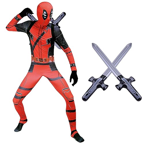 Raveparty Party Kostüm Kinder Erwachsene, Cosplay Kostüm, Halloween Kostüm Kinder, Karneval Kostüm Kinder, Geburtstag Kostüm, Kinder Geburtstag Kostüm, Jumpsuit Super Kostüm (Erwachsene, 170) von Raveparty