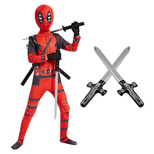 Raveparty Party Kostüm Kinder Erwachsene, Cosplay Kostüm, Halloween Kostüm Kinder, Karneval Kostüm Kinder, Geburtstag Kostüm, Kinder Geburtstag Kostüm, Jumpsuit Super Kostüm (kinder, 120) von Raveparty