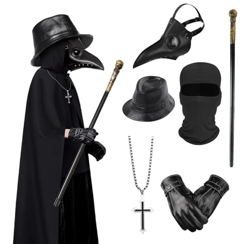 Raveparty Pestdoktor Kostüm Herren, Plague Doktor Kostüm Kinder, Halloween Kostüm Herren, Mittelalter Steampunk Halloween Cosplay Rollenspiel Outift für Erwachsene. (150cm) von Raveparty
