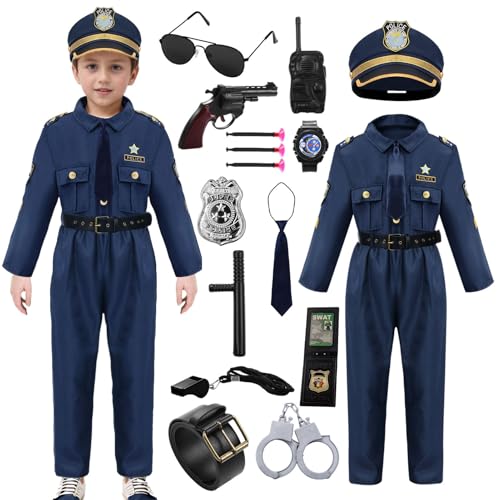 Raveparty Polizei Kostüm Kinder, Polizei Kostüm Mädchen, Halloween Kostüm Kinder, Geburtstag Kostüm Kinder, Karneval Kostüm Kinder, Faschingskostüme Kinder. (Jungen, M) von Raveparty