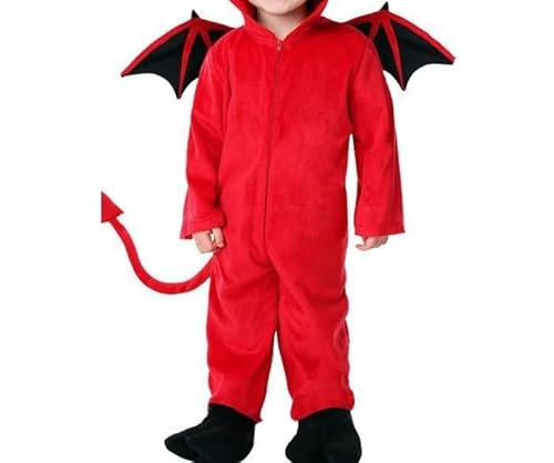 Raveparty Teufelskostüm für Kinder, rotes Teufelskostüm, Teufels-Overall, Halloween-Kostüme für Jungen (Rot, M) von Raveparty