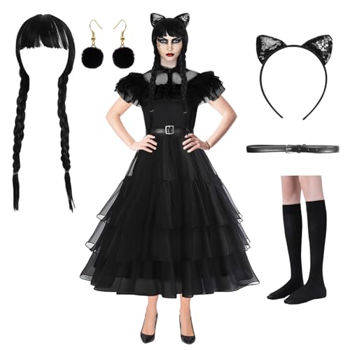 Raveparty Schwarzes Kleid Mädchen Damen, Halloween kostüm, Karneval Kostüm-Outfits, Faschingskostüme damen. von Raveparty