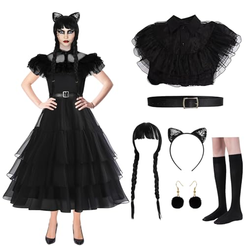 Raveparty Schwarzes Kleid Mädchen Damen, Halloween kostüm, Karneval Kostüm-Outfits, Faschingskostüme damen. von Raveparty