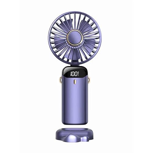 4500mA Mini Portable Fan Faltbarer Verstellbarer Winkelventilator 5-Gang Verstellbarer USB Wiederaufladbarer Handventilator Geeignet für Innen- und Außenbereich (Violett) von Rawrr