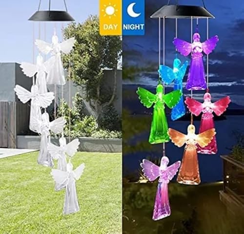 Windspiel, Engel-Muster, solarbetrieben, Kunststoff, Farbwechsel, LED-Hängeleuchte für Festivals, Hof, Gartendekoration Windspiel, Engel-Muster, solarbetrieben, Kunststoff, Farbwechsel, LED-Hängeleuchte für Festivals, Hof, Gartendekoration von Rawrr
