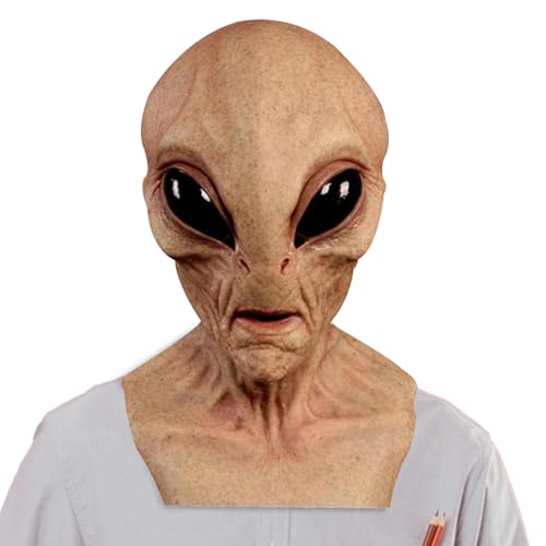 Halloween-Alien-Maske | Halloween-Alien-Kopfbedeckung in atmungsaktiver Vollkopfmaske 30 cm - Cosplay-Zubehör mit gruseliger Halloween-Maske, einfach zu bedienen für Halloween, von Raxove
