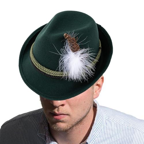 Oktoberfest Hut - Alpine Hüte Mit Feder | Elegante Deutsche 'Oktoberfest-Hüte Für Erwachsene, Jazz-Partyhüte, Deutsche Hüte Für Oktoberfest, Alpine Vlieshüte von Raxove