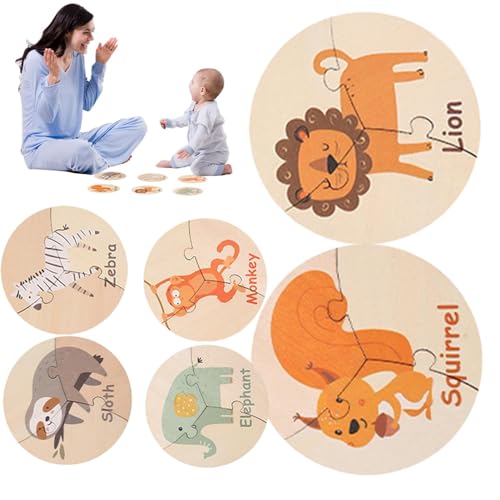 Pädagogisches Puzzle für Kinder, Holzpuzzle, sensorisches Spielzeug für Kleinkinder, pädagogisches Puzzle, Tierpuzzle aus Holz, Früherziehungspuzzle von Raxove