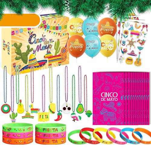 Raxove Mexikanische Bonboniere, mexikanische Gastgeschenke | 5. Mai Kunsthandwerk für Kinder, Gummiarmbänder für mexikanische Fiesta, Zubehör für Karnevalspartys, Dekorationen für Gastgeschenke von Raxove