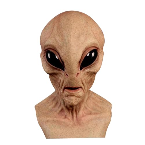 Realistische Alien-Gesichtsbedeckung | Vollkopfmaske aus gruseligen Aliens | Latexmütze für Halloween Cosplay | Perfekt für Halloween, Weihnachten, Ostern und Karneval | Zubehör P von Raxove