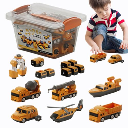 Spielfahrzeuge für Kinder, zusammengebautes Spielzeugauto, magnetisch, Transformator für Kinder, zusammengebaut, Spielset, Sammelfahrzeuge, mit Aufbewahrungsbox von Raxove