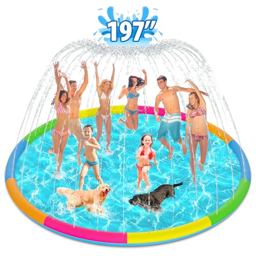 Raxurt Splash Pad, 500,4 cm Anti-Rutsch-Spritzpad für Kinder, Hunde, 0,55 mm verdickt, für Hundepool, Spritzsprinkler-Pad, langlebig, Sommer, Outdoor, Wasserspielzeug für Baby, Kleinkind, Jungen Raxurt Splash Pad, 500,4 cm Anti-Rutsch-Spritzpad für Kinder, Hunde, 0,55 mm verdickt, für Hundepool, Spritzsprinkler-Pad, langlebig, Sommer, Outdoor, Wasserspielzeug für Baby, Kleinkind, Jungen von Raxurt