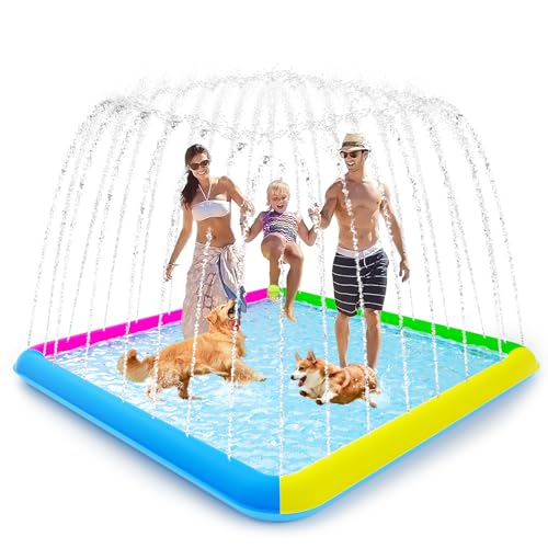 Raxurt Splash Pad für Hunde, 2,05 m, quadratisch, rutschfest, Spritzschutz, verdicktes Spritzpad, Hundepool, Sommer, Outdoor-Wasserspielzeug, bunt Raxurt Splash Pad für Hunde, 2,05 m, quadratisch, rutschfest, Spritzschutz, verdicktes Spritzpad, Hundepool, Sommer, Outdoor-Wasserspielzeug, bunt von Raxurt