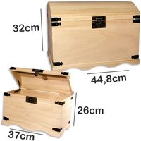 2 Holztruhen massiv mit Beschlägen zum Bemalen, 44x32cm & 37x26cm 2 Holztruhen massiv mit Beschlägen zum Bemalen, 44x32cm & 37x26cm von Rayher Hobby GmbH