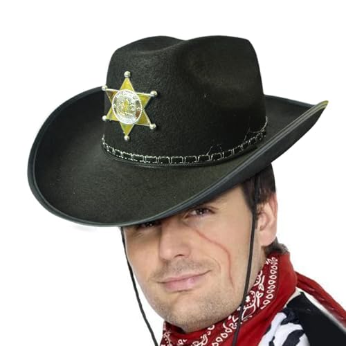 Raypontia Cowgirl-Hut - Western-Vintage-Cowboy-Hut | Cowboyhut formbare Krempe und Pentagramm für Cosplay Raypontia Cowgirl-Hut - Western-Vintage-Cowboy-Hut | Cowboyhut formbare Krempe und Pentagramm für Cosplay von Raypontia