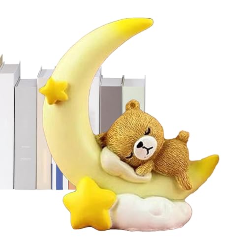 Raypontia Mondbärenkuchentopper, Bär und Mondkuchendekorationen - Dekorative Skulptur für Schreibtisch - Harz Tabletop Statue Ornament, Home Dekoration Mondbärskulptur für Kuchen -Schreibtisch von Raypontia