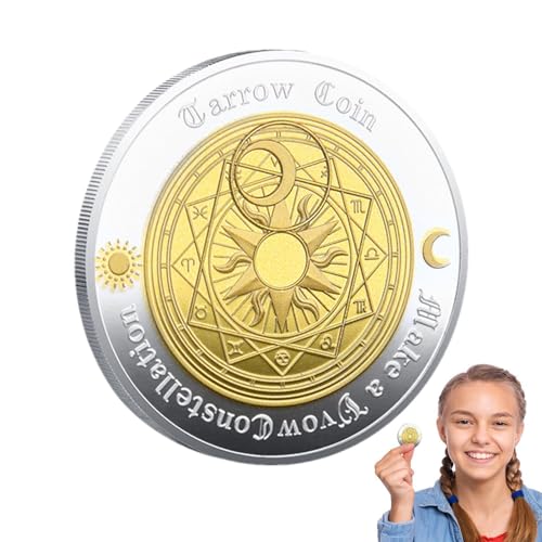 Raypontia Tarot-Münze | Sammlermünzen für Frauen,Sun Moon Divination Tarot Challenge Coin, Constellation Collection Souvenir, Art Craft Gift von Raypontia