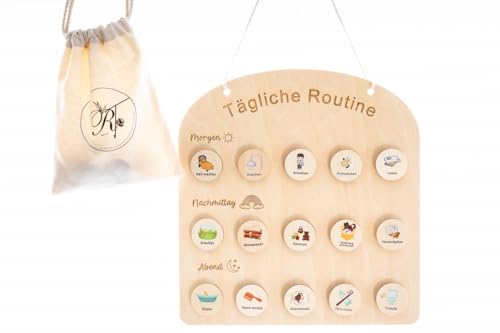 Rayty Montessori Tagesplaner Kinder – Holz Routine-Planer für Selbstständigkeit & Struktur | Pädagogisches Lernspielzeug | Nachhaltiges Geschenk für Eltern & Erzieher von Rayty