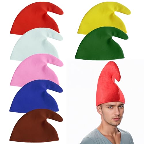 7 Teile von Zwergenmütze, Zwergen Zipfelmütze, Elfenhut, Verschiedene Farboptionen, Zwergenkostüm-Accessoires, Geeignet für Halloween, Karneval, Rollenspiele Usw von Rbleote