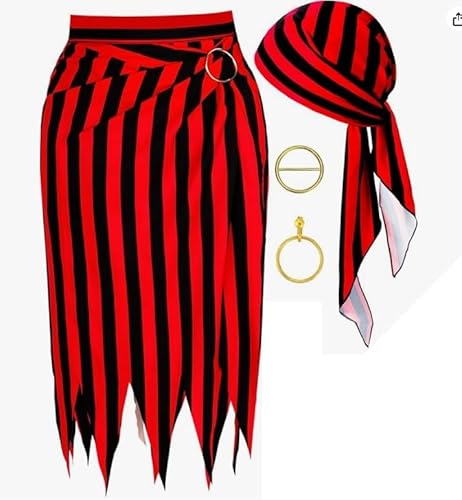 7 Teiliges Piratenkostüm Piraten Kostüm Frauen, Rote und Schwarze Streifen Piratenkleid, Pirate Accessories, Piraten Karneval Kostüm,Verkleidung Cosplay Halloween 7 Teiliges Piratenkostüm Piraten Kostüm Frauen, Rote und Schwarze Streifen Piratenkleid, Pirate Accessories, Piraten Karneval Kostüm,Verkleidung Cosplay Halloween von Rbleote