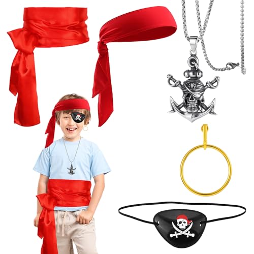 Piraten Kostüm Zubehör Set, Pirate Accessories, Inklusive Piraten Kopftuch Kinder, Gürtel, Augenmaske, Ohrringen und Halskette – Perfekt für Partys, Halloween, Karneval, Rollenspiele Usw. Piraten Kostüm Zubehör Set, Pirate Accessories, Inklusive Piraten Kopftuch Kinder, Gürtel, Augenmaske, Ohrringen und Halskette – Perfekt für Partys, Halloween, Karneval, Rollenspiele Usw. von Rbleote