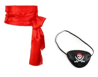 Rbleote 15 Stück Piraten Kostüm Zubehör Set, Pirate Accessories mit Piratenkopftuch Schärpe, Ppiratenkostüm Herren, Halloween Kostüm Accessoire Set, Mittelalter Kleidung Herren von Rbleote