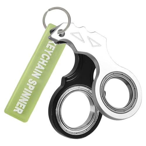 Schlüsselanhänger Spinner Schwarz Fidget-Spinner-Schlüsselanhänger für Fingertraining,Angstlinderung für Kinder und Erwachsene(Mit im Dunkeln Leuchtendem Kunststoffstreifen) von Rbleote