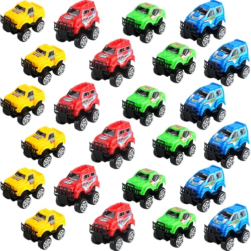 Rcanedny 24 Stück Mini-Rückzieh-LKW Push and Go Reibungsbetriebenes Auto-Spielzeug, kleines Rennfahrzeug, LKW-Spielzeug für Pinata-Füller, Goodie-Bag, Strumpffüller, Klassenzimmerpreise, von Rcanedny