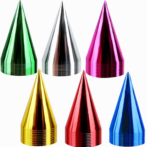 Rcanedny 30 Stück mehrfarbige Papierhüte aus Metallfolie mit elastischer Schnur für Kinder und Erwachsene, Weihnachten, Geburtstag, Neujahr, Partyzubehör Rcanedny 30 Stück mehrfarbige Papierhüte aus Metallfolie mit elastischer Schnur für Kinder und Erwachsene, Weihnachten, Geburtstag, Neujahr, Partyzubehör von Rcanedny