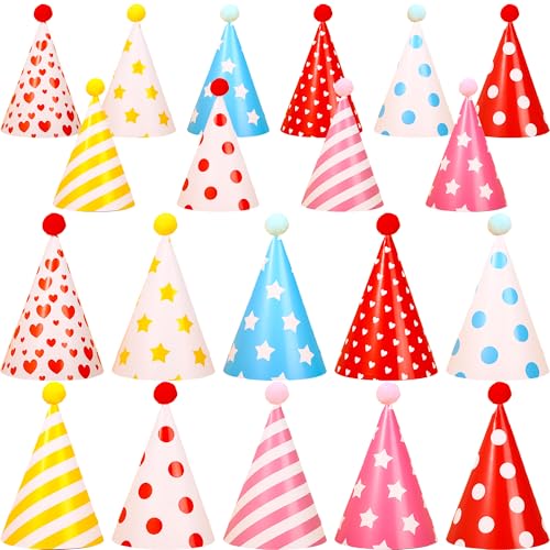 Rcanedny Papierhüte mit Pompons, für Geburtstagspartys, Partys, Feiertage, Feiern, 10 Stile, 20 Stück Rcanedny Papierhüte mit Pompons, für Geburtstagspartys, Partys, Feiertage, Feiern, 10 Stile, 20 Stück von Rcanedny