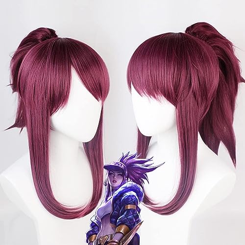 Anime Game Cosplay Perücken Kda Akali Perücke für Halloween Party Requisiten Zubehör mit kostenloser Perücken kappe von Rcrllya