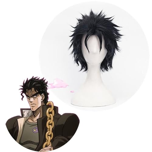 Kujo Jotaro Cosplay Jojo Bizarre Adventure Cosplay Kurze Schwarze Perücke Halloween Partei Rolle Spielen Haar Perücke Kappe von Rcrllya