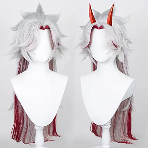 Anime Arataki Itto Cosplay Perücke Spiel Genshin Impact Lange Silber Mixed Red Heat Resistant Synthetische Haar Rolle Spielen Perücken Perücke kappe von Rcrllya