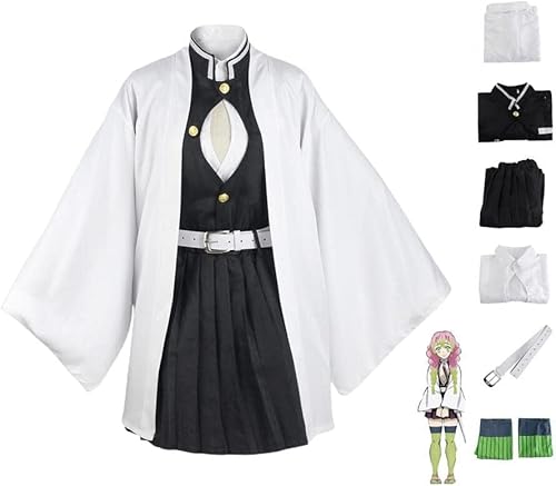 Rcrllya Anime Cosplay Dämon Slayer Kostüm für Kanroji Mitsuri Outfit Halloween Party Kimono Maid Kleid Uniform (Mitsuri,L) von Rcrllya