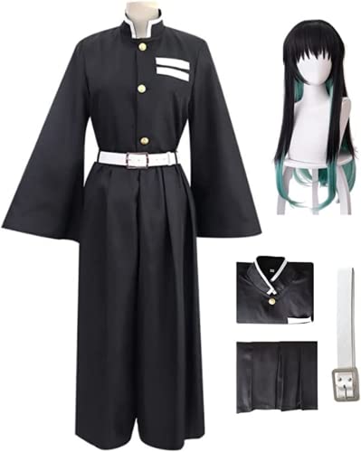 Rcrllya Anime Demon Slayer Tokitou Muichirou Outfit Kimono Maid Kleid Cosplay Kostüm Anzug Uniformen Perücke Erwachsene Party Geschenk (Set Perücke,M) von Rcrllya