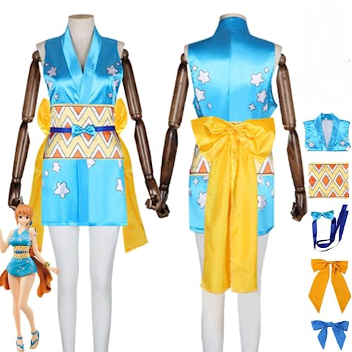 Rcrllya Anime Einteiler Nico Nami Cosplay Perücke Kostüm Outfit Rolle Spielen Uniform Umhang Kimono Full Set Halloween Carnival Party Ankleide anzug (Kostüm,XXXL) von Rcrllya