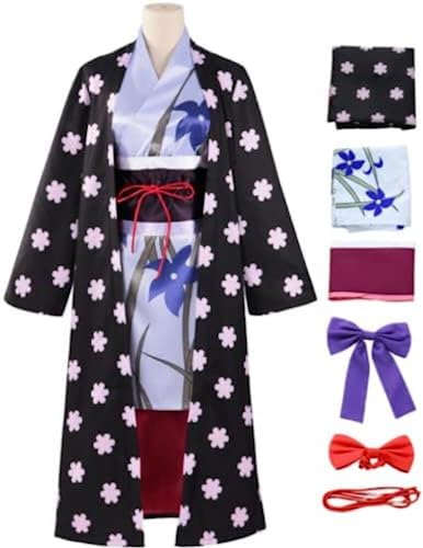 Rcrllya Anime Einteiler Nico Robin Cosplay Kostüm Outfit Rolle Spielen Uniform Umhang Kimono Full Set Halloween Carnival Party Ankleide Anzug (Kostüm,M) von Rcrllya