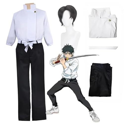 Rcrllya Anime Jujutsu Kaisen Okkotsu Yuta Cosplay Kostüm Uniform Perücke Anzug Halloween Kostüm Erwachsene (Kostüm und Perücke,L) von Rcrllya