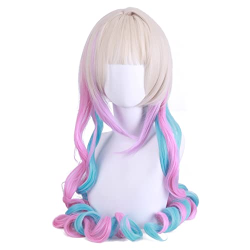 Rcrllya Needy Girl Overdose Cosplay Perücke OMG Kawaii AME-chan Haar Langen Lockigen Zöpfen Erwachsene Freies Perücke Kappe Abyss KAngel Cosplay von Rcrllya