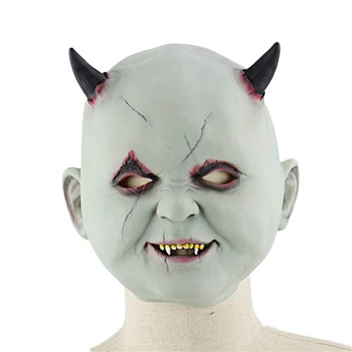 Rcsinway Halloween Kopfbedeckung Little Devil Halloween Room Escape Requisiten Horror Geist Latexmaske Kopfbedeckung (Color : Grayish White) von Rcsinway