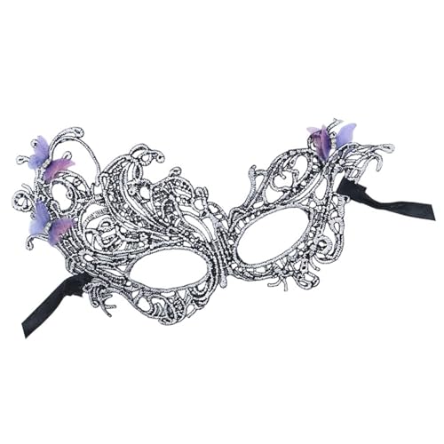 Rdxanc Damen-Maskeraden mit Strasssteinen, Ball, Abschlussball, Venezianerparty, halbes Gesicht, Spitze, Augenmaske von Rdxanc