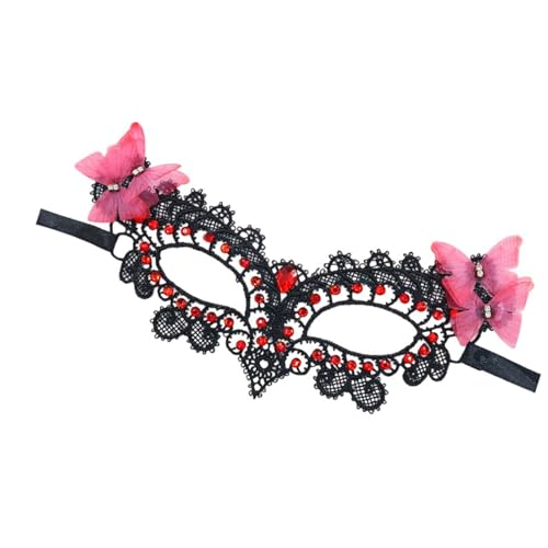 Rdxanc Damen-Maskeraden mit Strasssteinen, Ball, Abschlussball, Venezianerparty, halbes Gesicht, Spitze, Augenmaske von Rdxanc