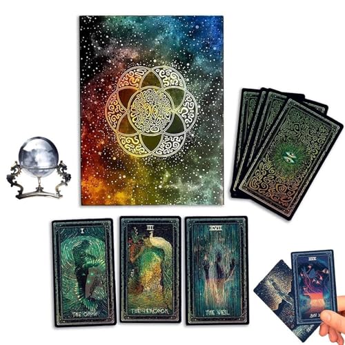 Rdxanc Tarotkarten-Set mit Objektiven, 79 dynamische Holographica-Karten + Anleitung (mit Sternenkartentuch), spirituelle Wahrsagung/Meditation von Rdxanc
