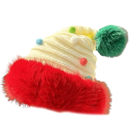 Rdxanc Warme Weihnachtsmannmütze, dick, gestrickt, Kopfbedeckung, gestrickt, pelzige Krempe, Mützen für Weihnachtsfeiern, Cosplay-Zubehör Rdxanc Warme Weihnachtsmannmütze, dick, gestrickt, Kopfbedeckung, gestrickt, pelzige Krempe, Mützen für Weihnachtsfeiern, Cosplay-Zubehör von Rdxanc
