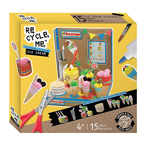 Re-Cycle-Me 3503336, Recycling Bastelset Eisladen, DIY-Kit für Kinder ab 4 Jahren, Kreativ-Set zum Basteln mit Haushaltsmaterialien von Re Cycle Me
