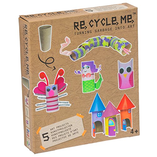 Re Cycle Me DEFG1060 Recycling Bastelspaß für 5 Modelle, Bastelset für 5 Kunstprojekte, Kreativset für Kinder ab 4 Jahre, Set zum Basteln mit Haushaltsmaterialien, Recycle Mich, Bastelmix von Re Cycle Me