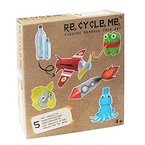 Re Cycle Me DEFG1070 Recycling Bastelspaß für 5 Modelle, Bastelset für 5 Kunstprojekte, Kreativset für Kinder ab 4 Jahre, Set zum Basteln mit Haushaltsmaterialien, Recycle Mich, Bastelmix von Re Cycle Me